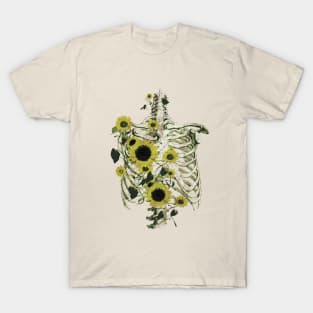 Botanical anatomy, rib cage, pelvis, flowers skeleton T-Shirt